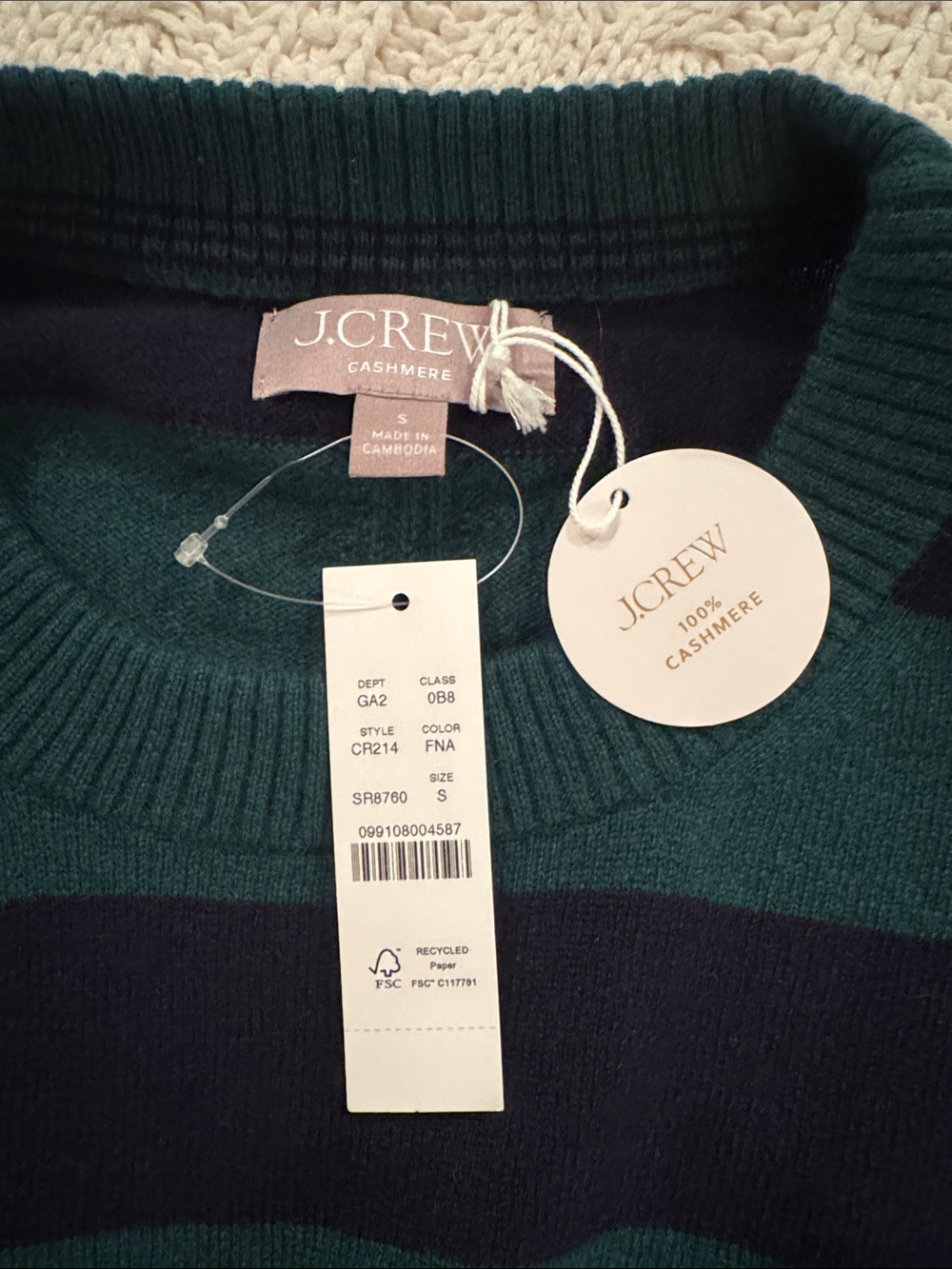 J.Crew Cashmere blouson-sleeve sweater in stripe CR214 - Picture 6 of 10